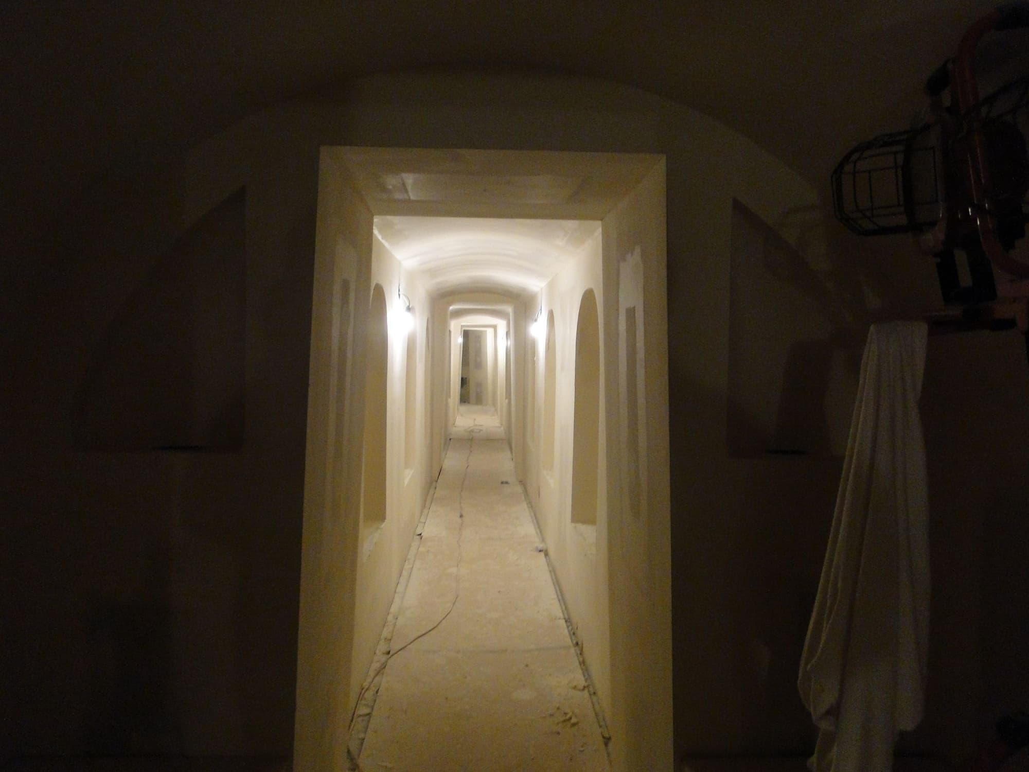 Dim corridor doorway worklamp