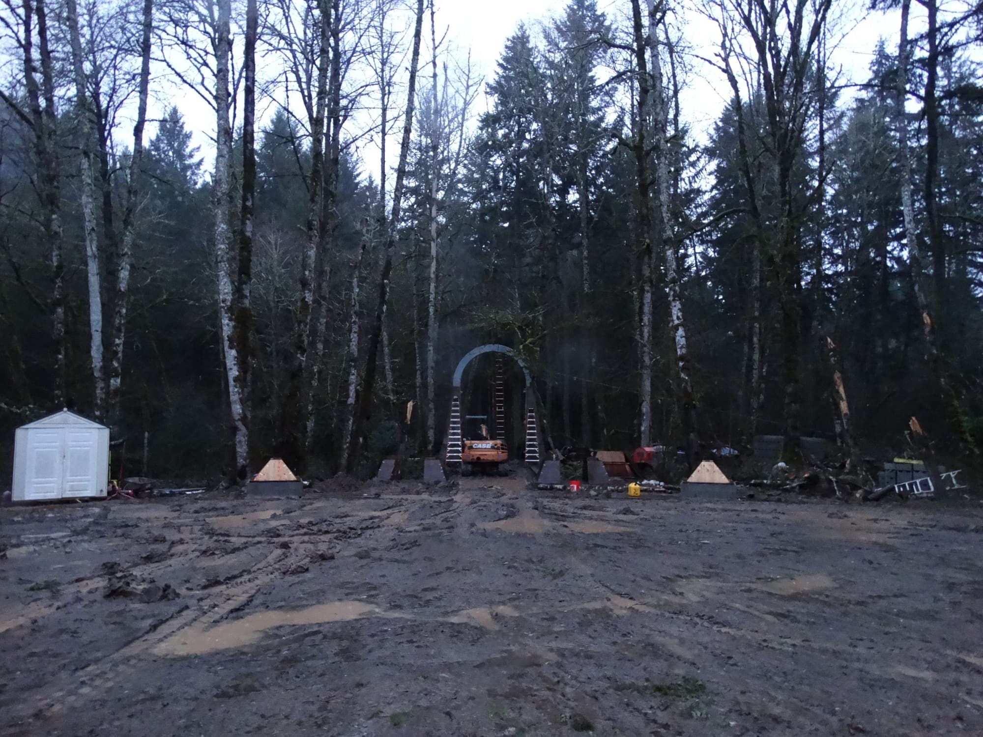 Dusk arch excavator shed