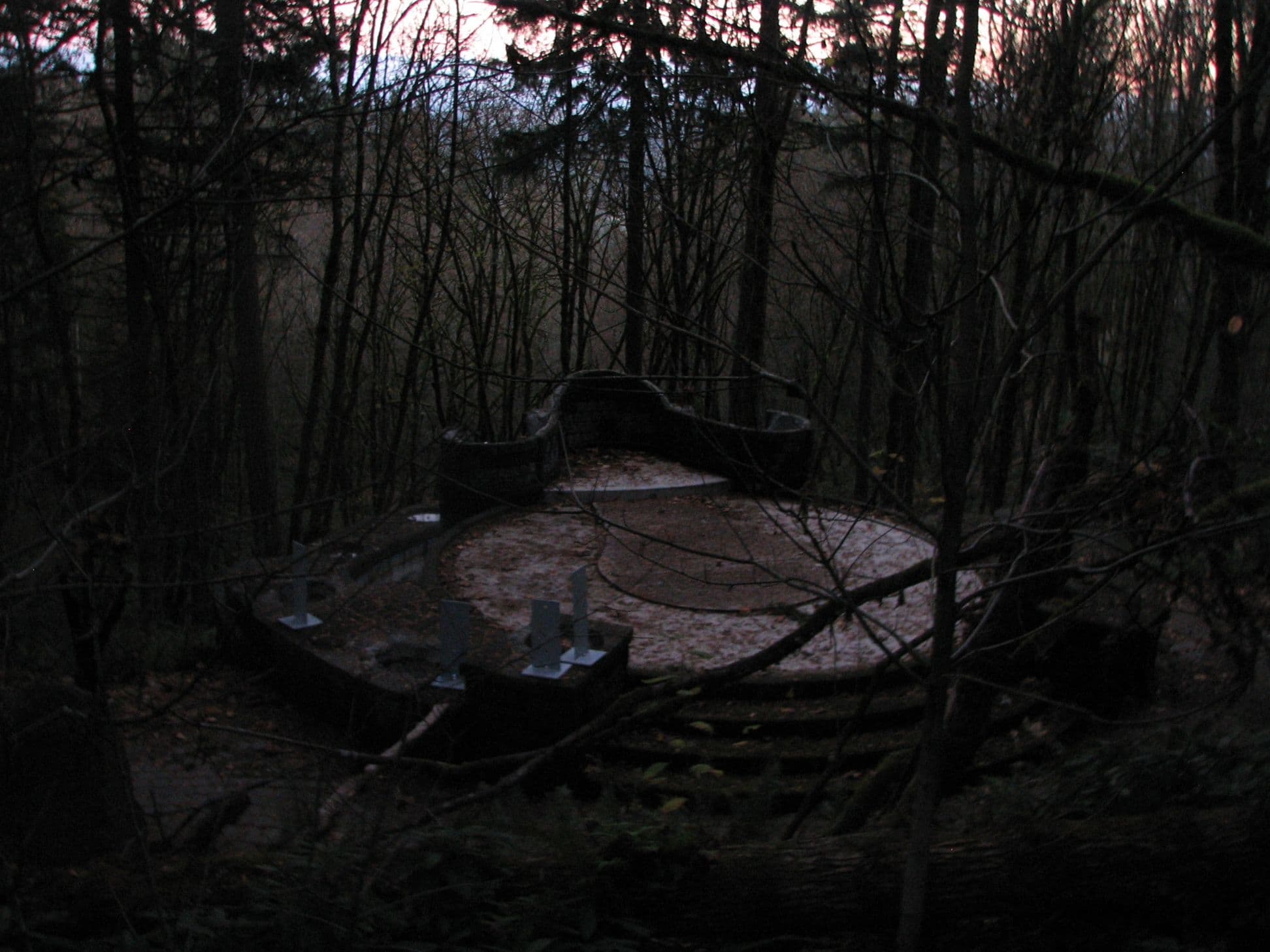 Dusk forest stone patio