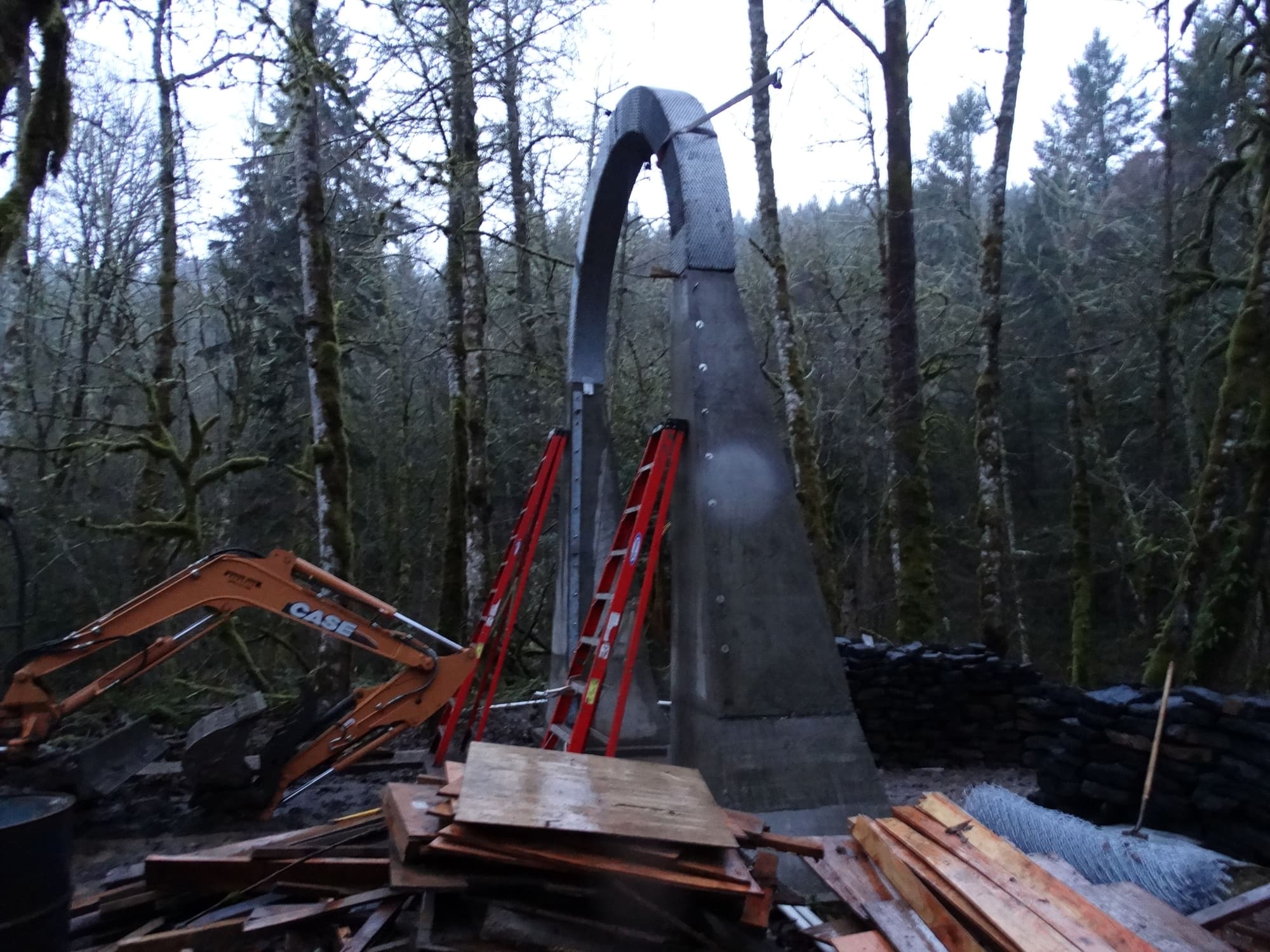 Half built arch excavator