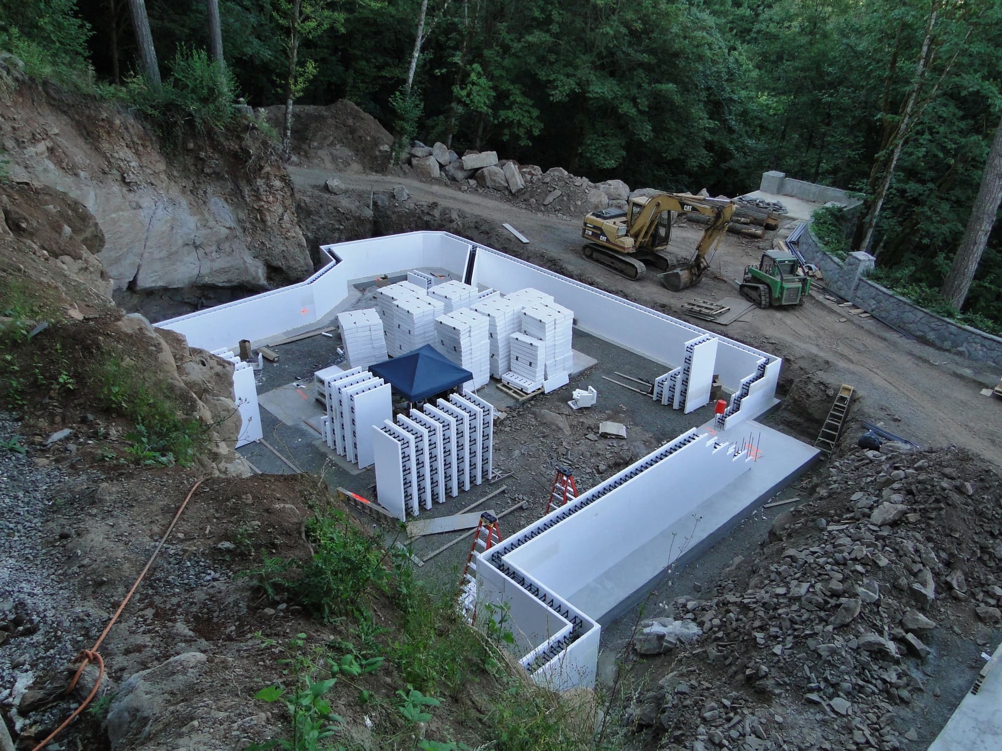 Icf foundation excavator aerial