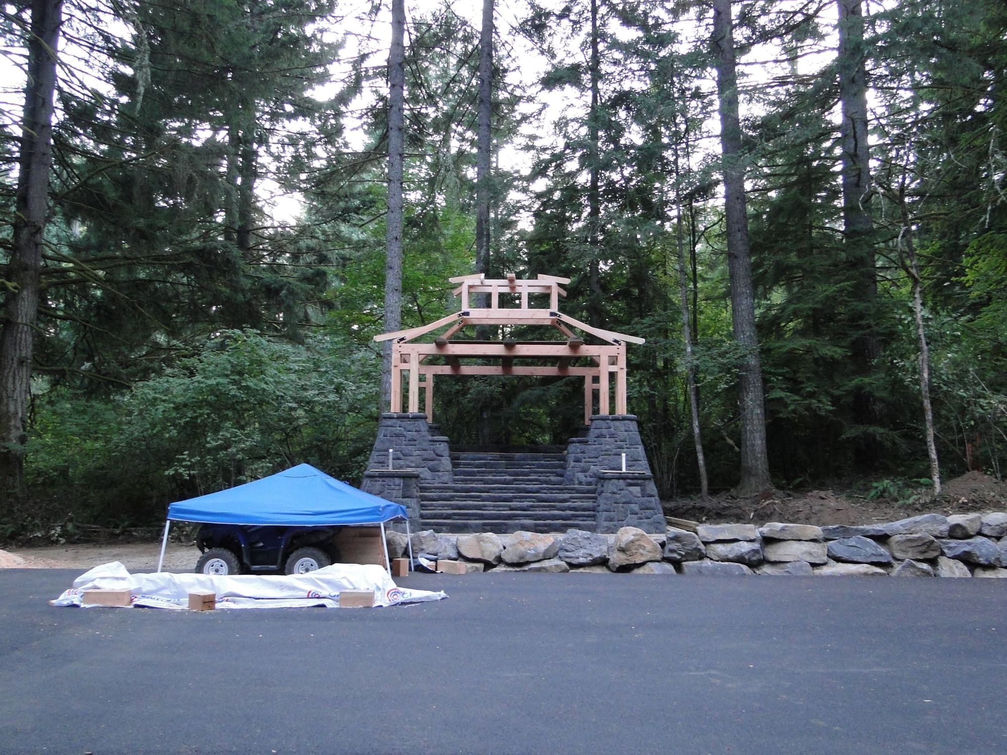 Pagoda frame construction driveway