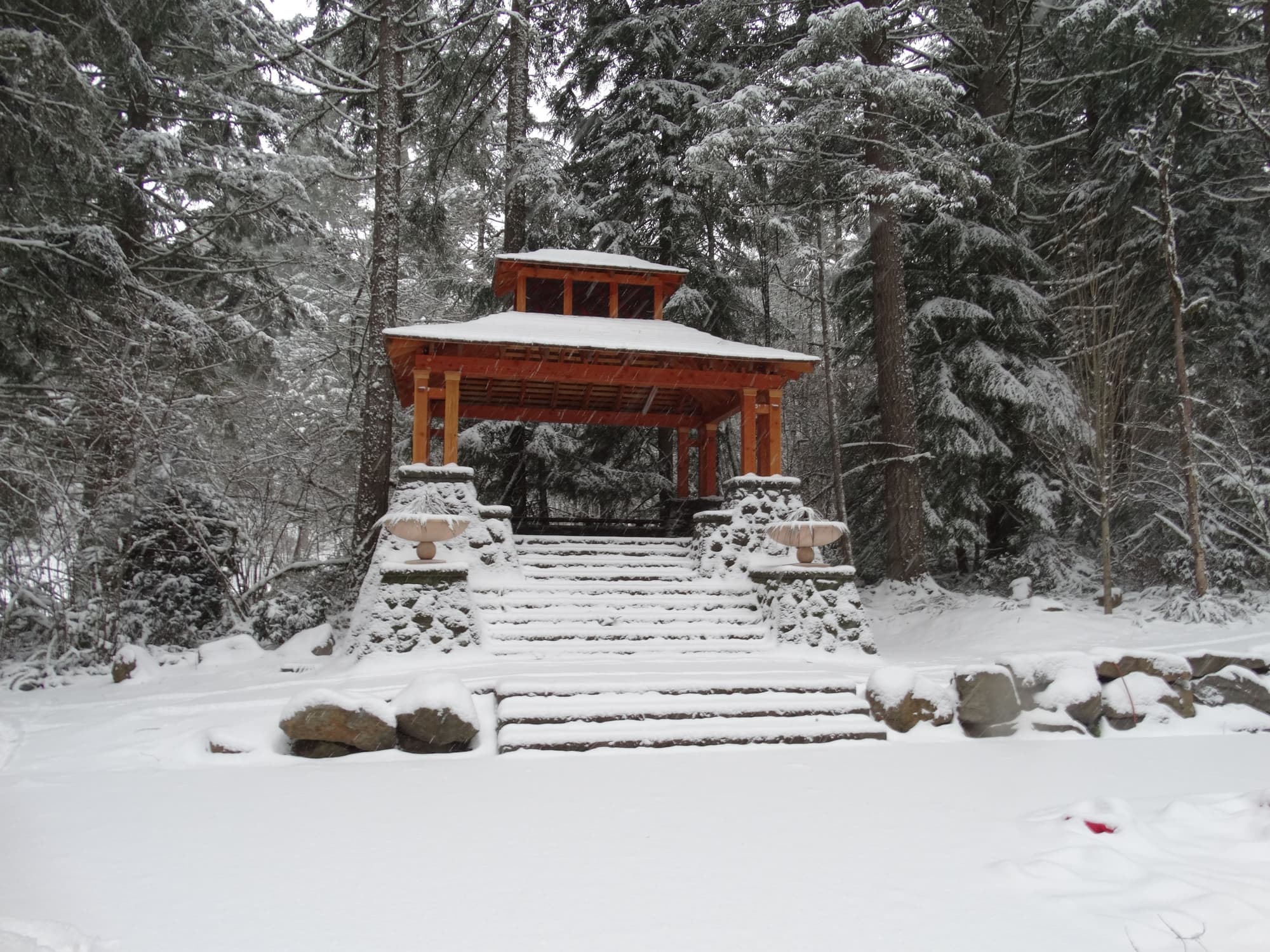 Pagoda gazebo snowfall