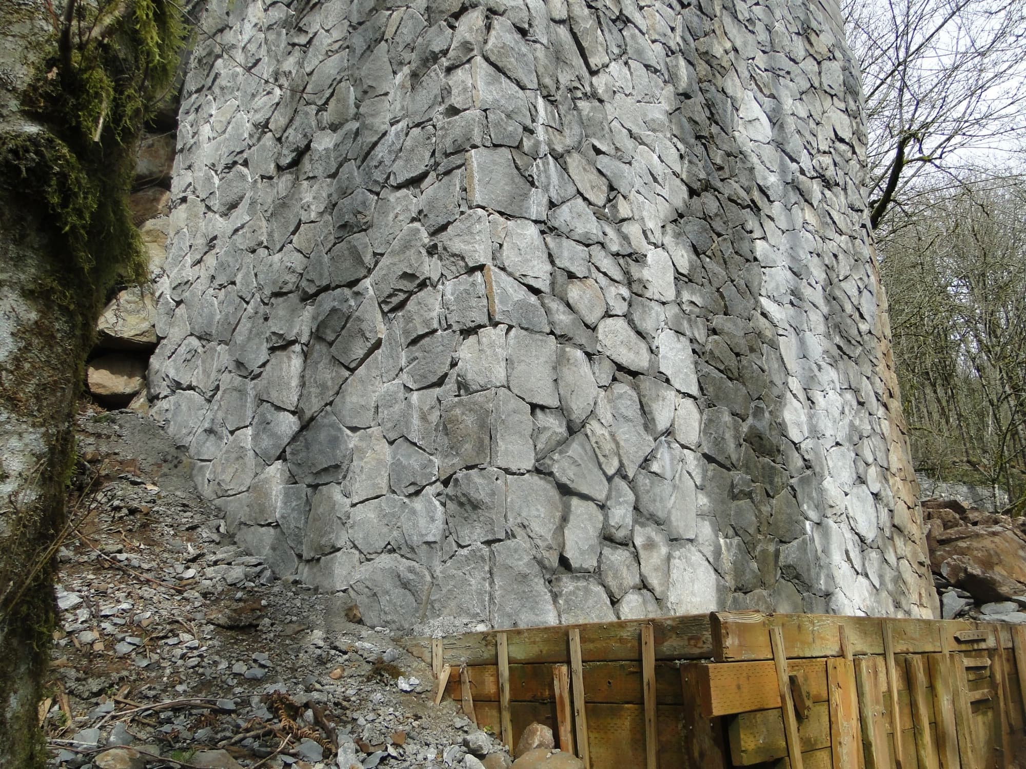 Round stone tower base