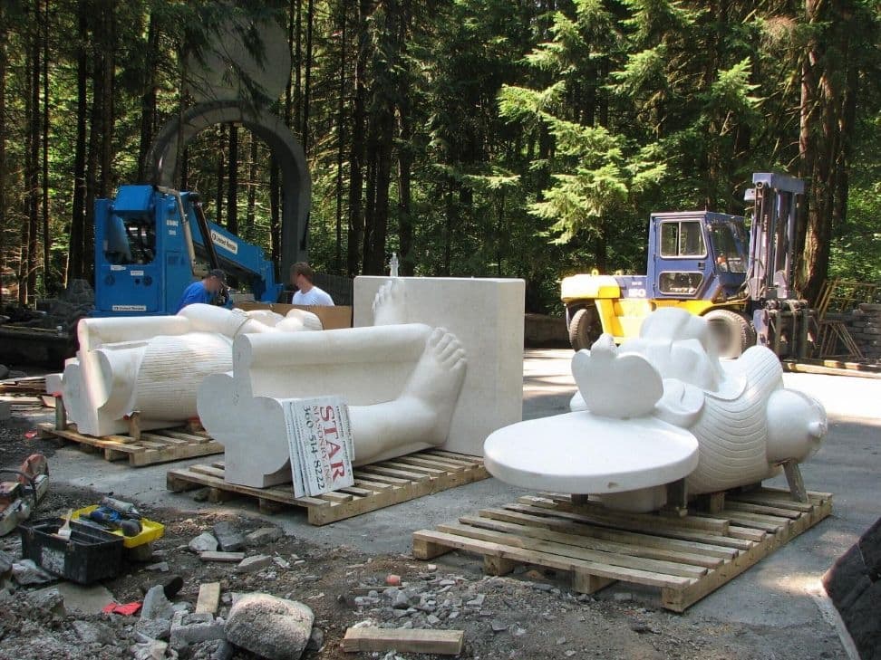 Statue sections staging yard