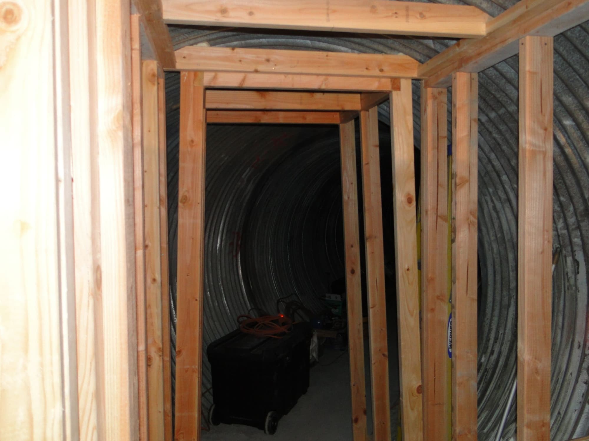 Wood framing culvert tunnel